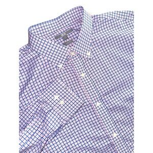 Uniqlo Slim Fit Button Down Shirt Mens XL Pink Blue Check‎ Long Sleeve Grid